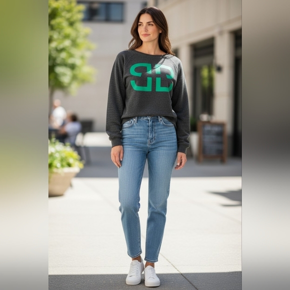 Birdiebee RARE Womens Sweatshirt Grey/Teal LOGO - Picture 3 of 4